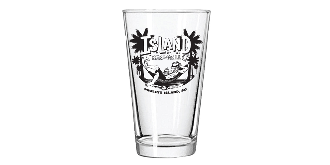 Glassware with Logo for Island Bar & Grill